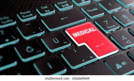 Online Health Care Operations Concept Visual. Medicine Text On Keyboard