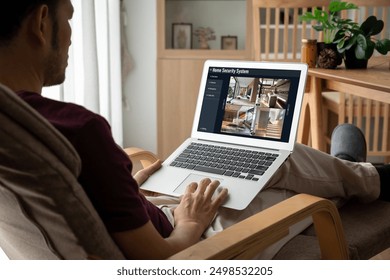 Online home security system showing live view of cctv cameras around the private property snugly - Powered by Shutterstock