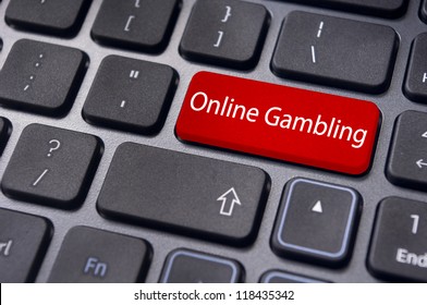 Online Or Internet Gambling Concepts, With Message On Enter Key Of Keyboard.