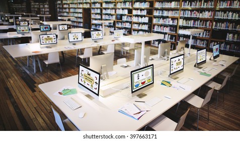 Online Learning Center E-learning Library Concept
