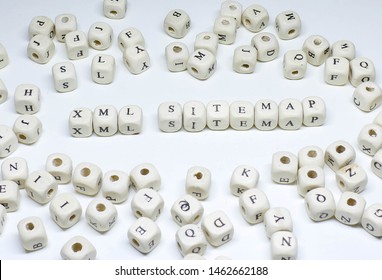 Online Marketing Term On White Background Wooden Abc Xml Sitemap