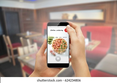 Online Ordering Food Takeaway App In A Smartphone Screen