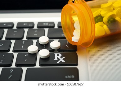 Online Prescription Order Concept With Bottle