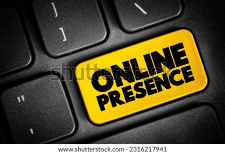 Online Presence text button on keyboard, concept background