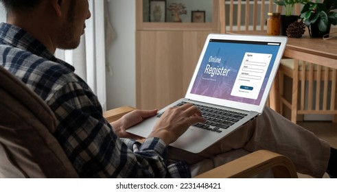 Online registration form for modish form filling on the internet website - Shutterstock ID 2231448421