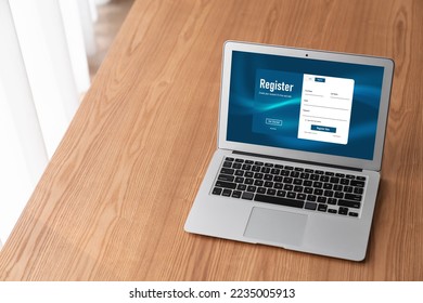 Online registration form for modish form filling on the internet website - Shutterstock ID 2235005913