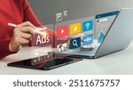 online sales concept of digital marketing, ad, product ads, promotion of products or services through digital tools. online advertising concept Internet advertising digital marketing social media