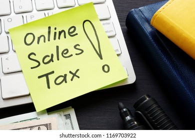 Online Sales Tax On A Keyboard And Money.