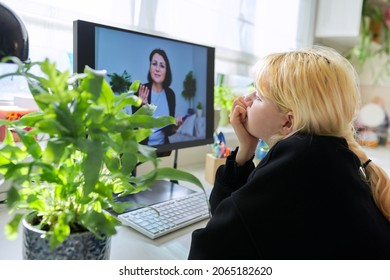 Online Session Of A Psychologist, Counselor With A Female Teenager