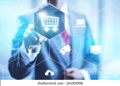 Online shopping business concept selecting shopping cart - Powered by Shutterstock