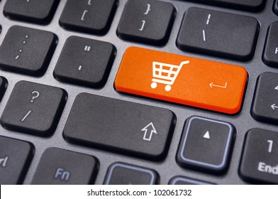 Online Shopping Or Internet Shop Concepts, With Shopping Cart Symbol.
