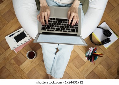 Online shopping, online learning, wark at home. Distance education. Quarantine, self-isolation. Woman look at laptop. Freelancer, Digital nomad concept - Powered by Shutterstock