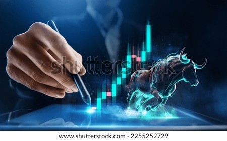 Online stock exchange concept. Earnings on the growth of the value of assets