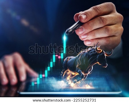 Online stock exchange concept. Earnings on the growth of the value of assets