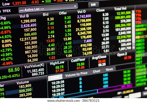 Online stock market on computer screen. For\
your online stock market\
background.