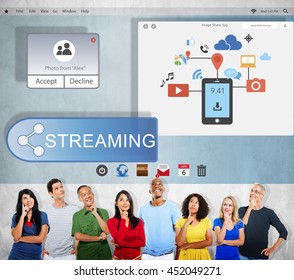 Online Streaming Technology Transfer Wireless Technology Concept