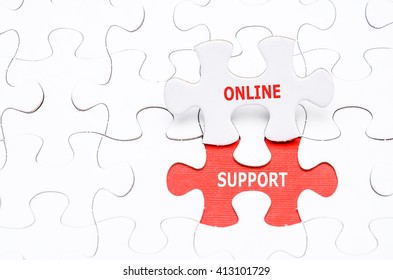 Online Support concept on missing puzzle.