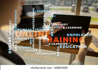 Online training concept. Words cloud.