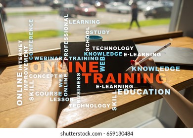 Online training concept. Words cloud.