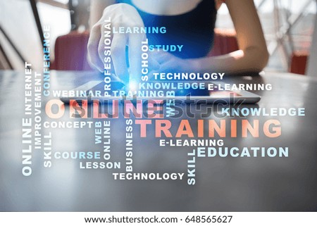 Online training concept. Words cloud.