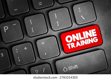 Online Training text button on keyboard, concept background