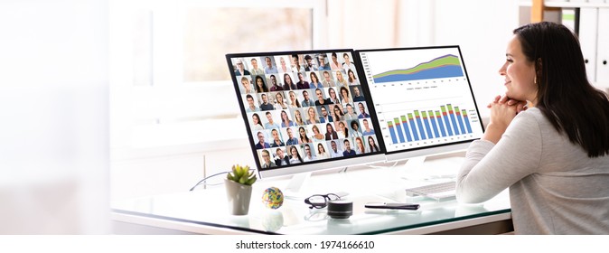 Online Video Conference Virtual Meeting On Multiple Screens - Shutterstock ID 1974166610