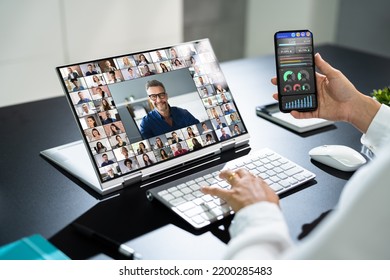 Online Video Conference Virtual Meeting On Multiple Screens