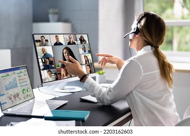 Online Video Conference Virtual Meeting On Multiple Screens