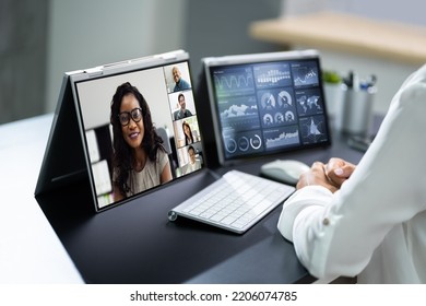 Online Video Conference Virtual Meeting On Multiple Screens