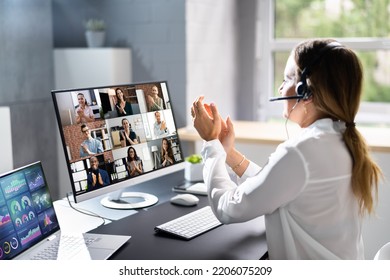 Online Video Conference Virtual Meeting On Multiple Screens