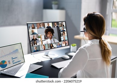 Online Video Conference Virtual Meeting On Multiple Screens