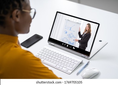 Online Virtual Video Conference Training On Laptop Computer