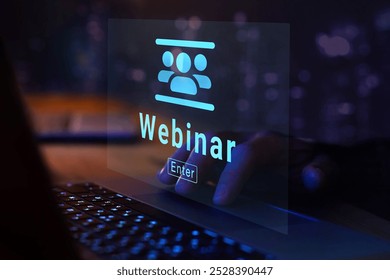 online webinar, e-learning concept or web conference, learn on internet