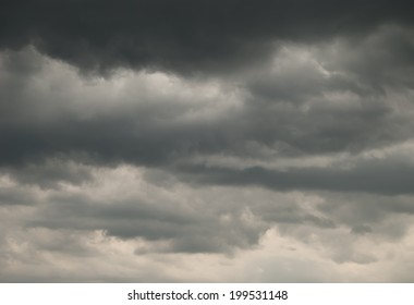 Only Gloomy Rainy Sky With Gray Clouds