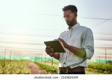It's the only life for him. Cropped shot of a handsome young male farmer using a tablet while working on his farm. - Shutterstock ID 2143824249
