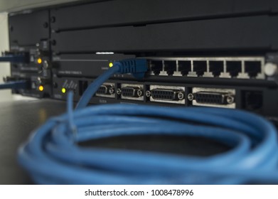 
only one network cable connected - Shutterstock ID 1008478996