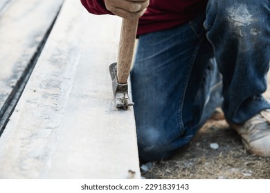 onsite builder with residentail structural work installation, concrete and steel colume and beam structure contractor professional work concept