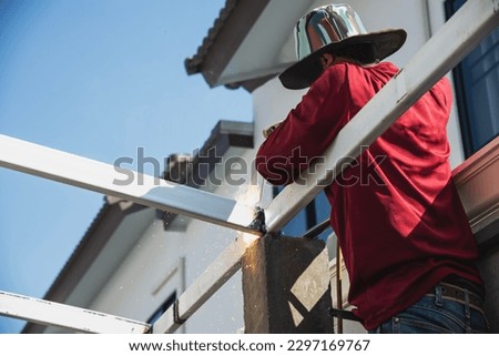 onsite builder with residentail structural work installation, concrete and steel colume and beam structure contractor professional work concept