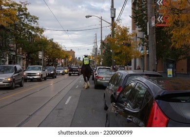 Ontario, Canada, 10 25 2017 : View Of Queen Street West In Toronto City