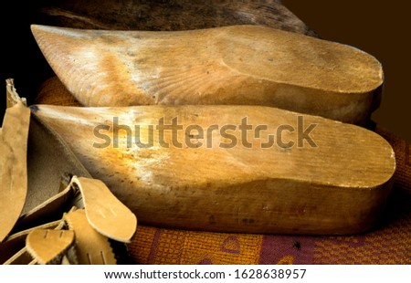 ools and materials for making old leather shoes in Bulgaria