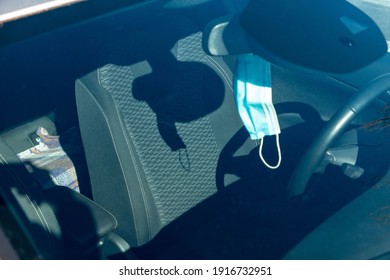 OP Mask Hangs On Rear View Mirror In Car