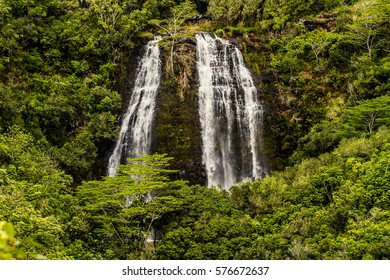 Opaekaa Falls Waterfall In Kauai, Hawaii, USA