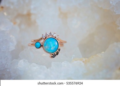 Opal Ring In Geode