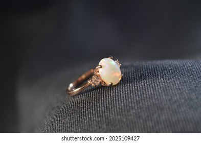 Opal And White Topaz Ring.