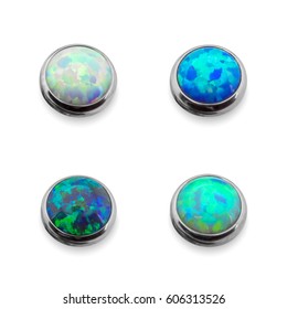 opals piercing on a white background