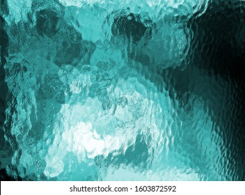 Opaque Frosted Glass Texture. Turquoise Background. 