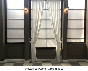 Opaque Window Wooden Frame Curtain