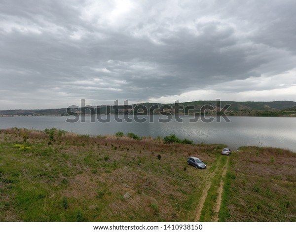 \
opel car with lake\
view
