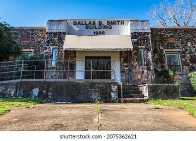 Opelika, Alabama, USA-March 3, 2021: Armory In Opelika Dedicated In Honor Of Dallas Smith Who Was A Decorated WWI Veteran In 1938.