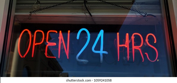 Open 24 Hours Neon Sign